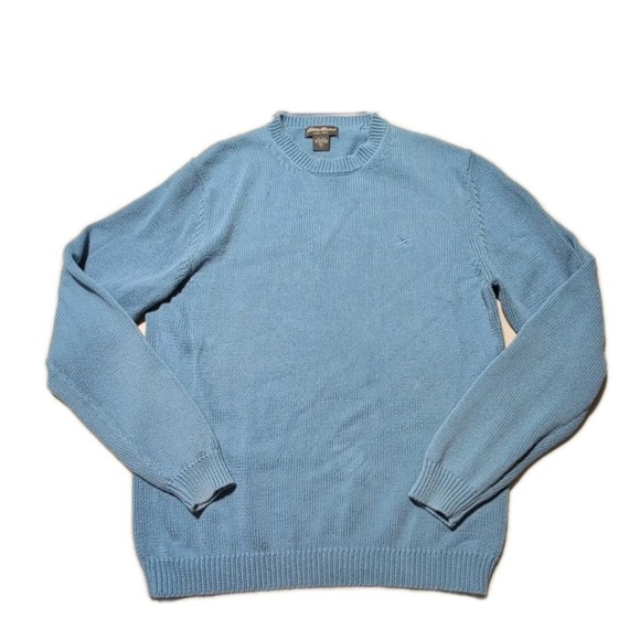 Eddie Bauer Men's Light Blue Knit Sweater Tall L L Winter Comfy Cozy - Picture 2 of 5